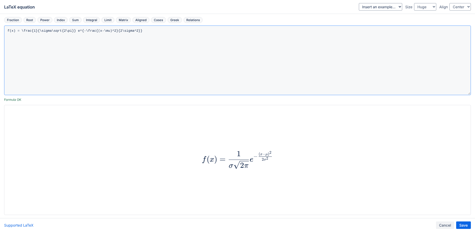 The LaTeX editor with live preview