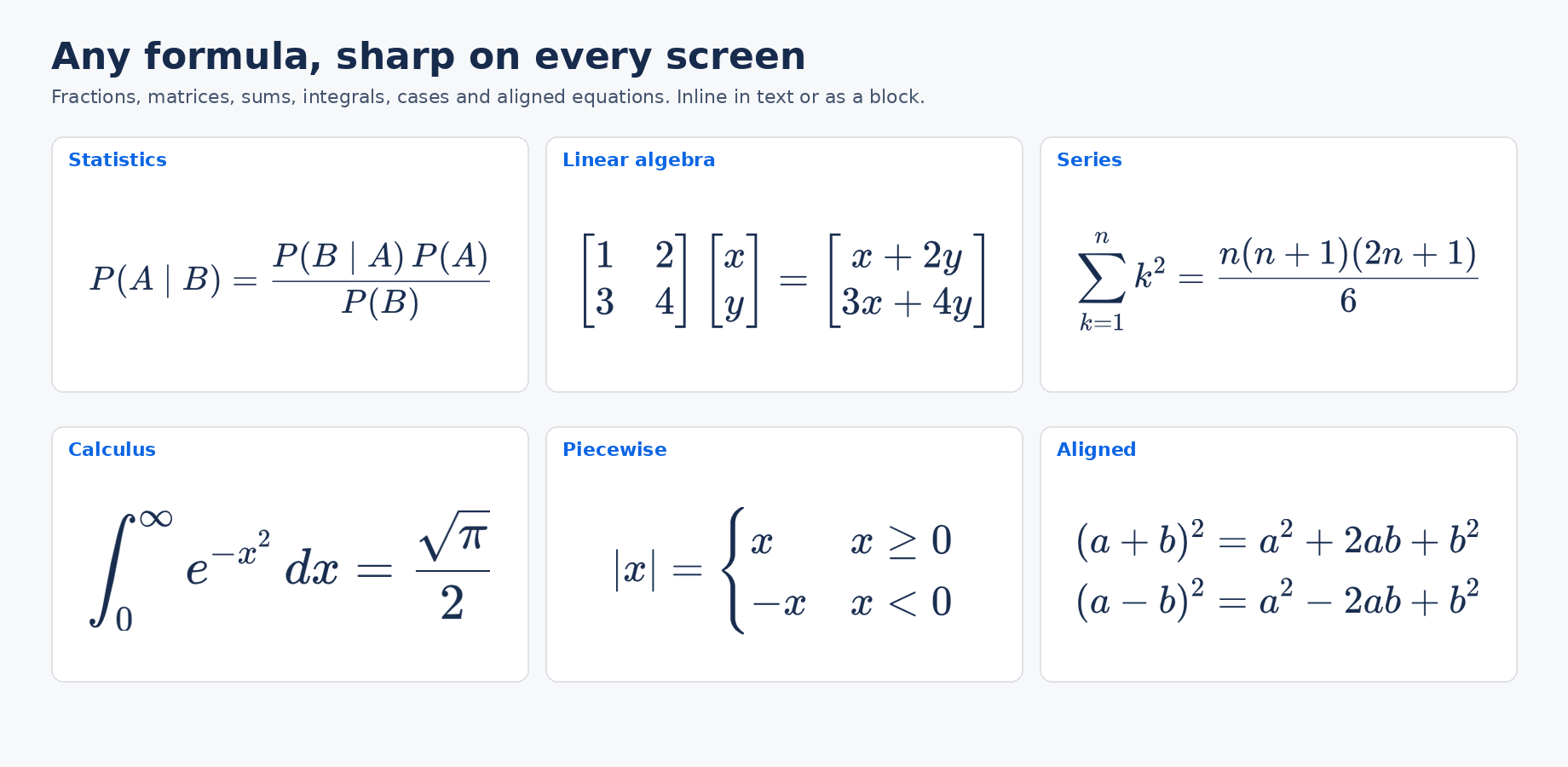 LaTeX Math Equations by Bitwerf examples